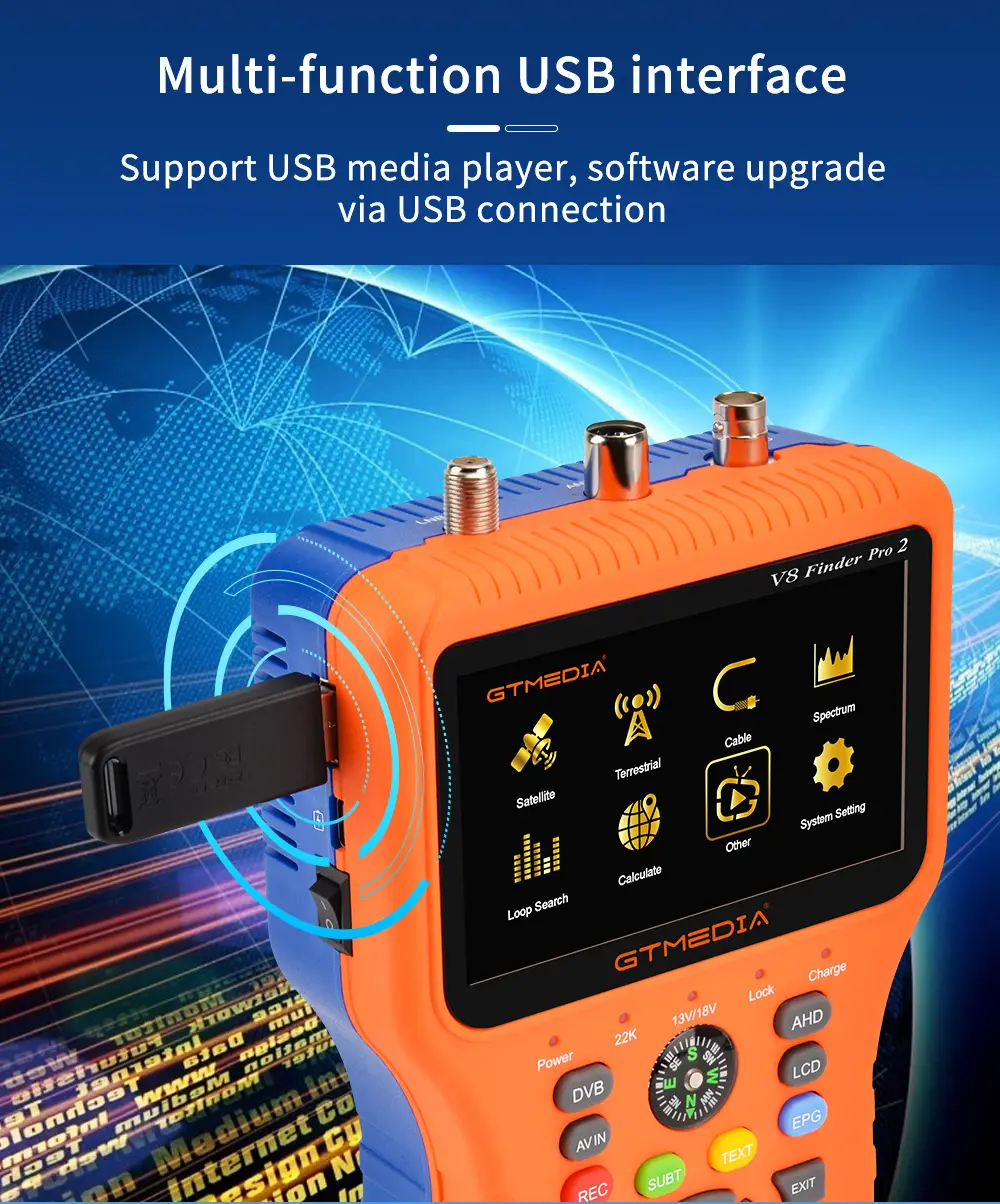 GTmedia V8 Finder Pro 2 DVB-S2X/S2/S/T2/T/C H.265 Suporte para 2,4G