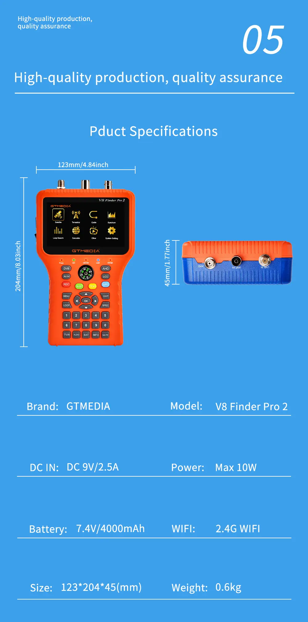 GTmedia V8 Finder Pro 2 DVB-S2X/S2/S/T2/T/C H.265 Suporte para 2,4G