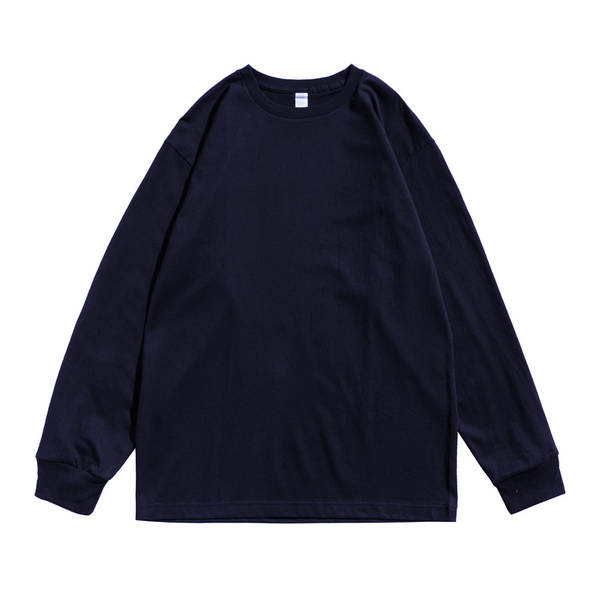 250 gramas peso peso pesado japonês solto algodão puro mangas compridas T-shirt masculino e feminino estilo sem costura colar branco T-shirt