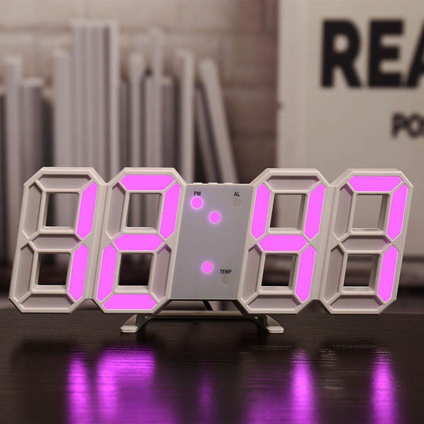 Relógio LED 3D com Termômetro e Alarme