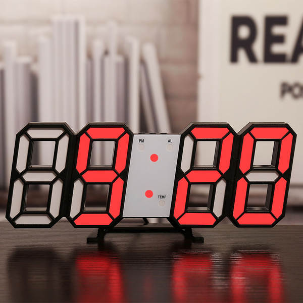 Relógio LED 3D com Termômetro e Alarme
