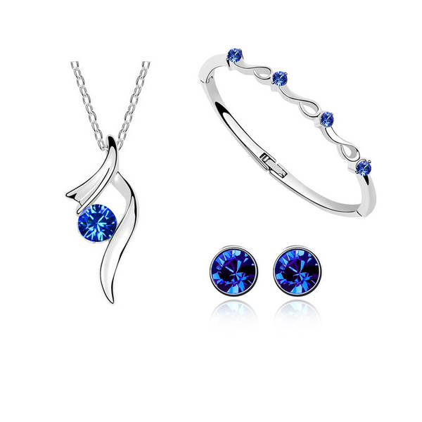 Jóias da Coréia da moda de centenas simples austríacos colares de cristal de colar de pulseira de joalharia três conjuntos 1368