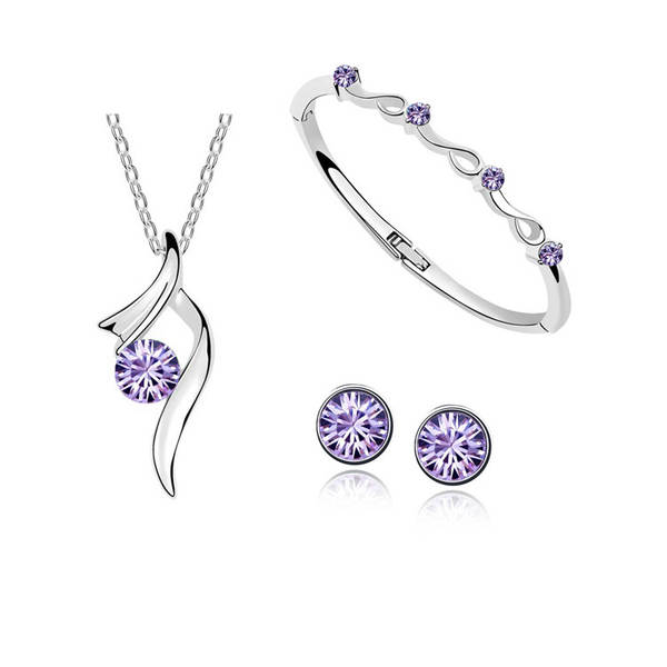 Jóias da Coréia da moda de centenas simples austríacos colares de cristal de colar de pulseira de joalharia três conjuntos 1368