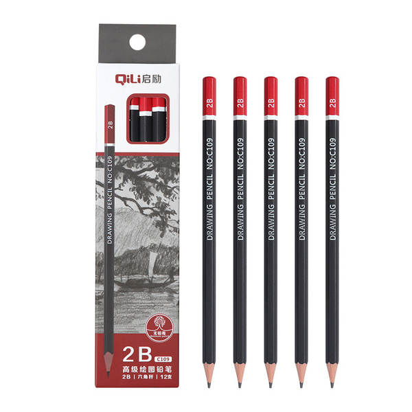 Desenho de lápis de arte 2B lápis 2b uma caixa estudante pintura 2h-14b desenho de madeira de madeira rápida de escrita de lápis kit atacado