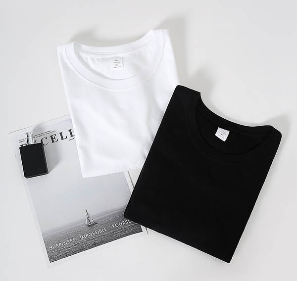 T-shirt de algodão branco e branco para homens e mulheres com camisa de roupa masculina de 220 gramas