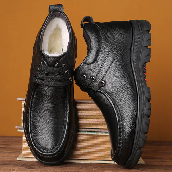 Sapato de couro masculino aquecido