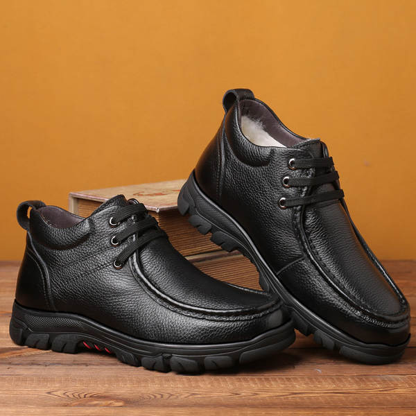 Sapato de couro masculino aquecido