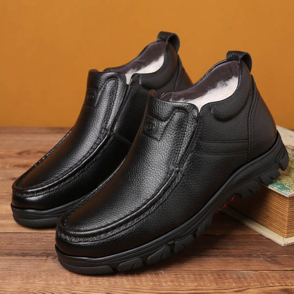 Sapato de couro masculino aquecido