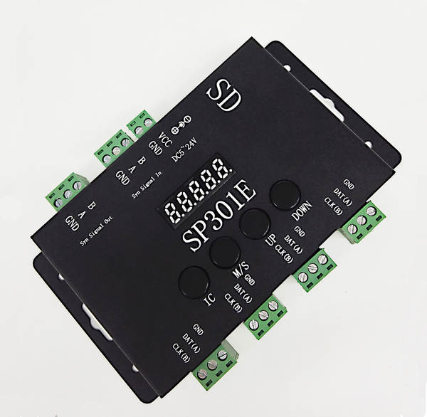 SP301E Controlador de cores LED Controlador de programação de cartão SD Controlador de saída de 4 vias Controlador de cores SD