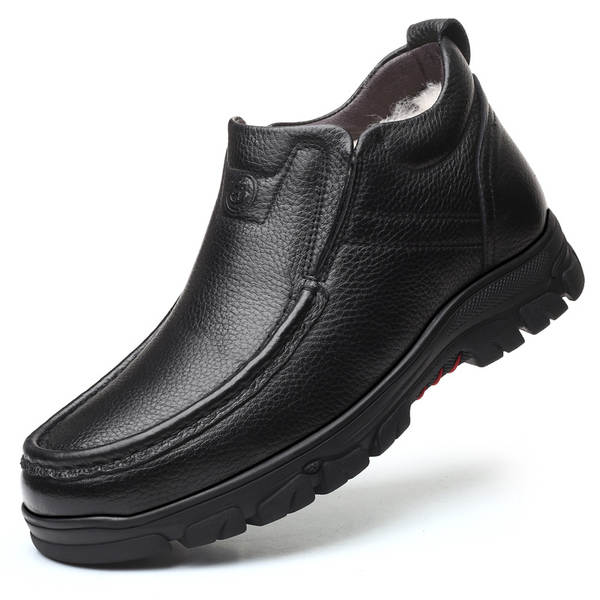 Sapato de couro masculino aquecido