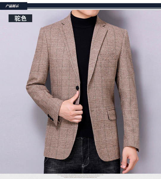 Primavera Outono Nova moda masculina vestido casual casaco de pelúcia homem de meia-idade solteiro uniforme vestido pequeno