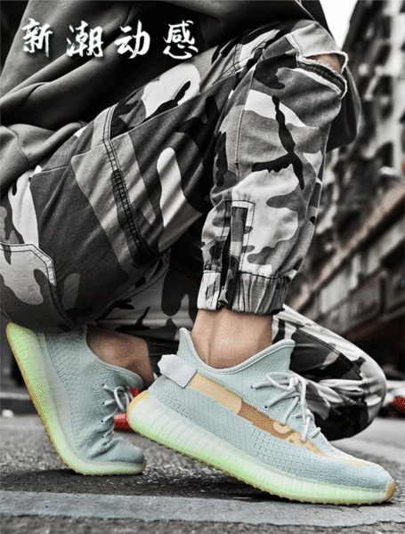 Sapatos de coco 350V2 a céu aberto Anjo azul gelado Sapatos de estimação masculinos de verão Sapatos desportivos