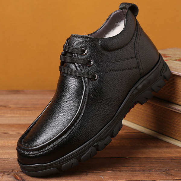 Sapato de couro masculino aquecido