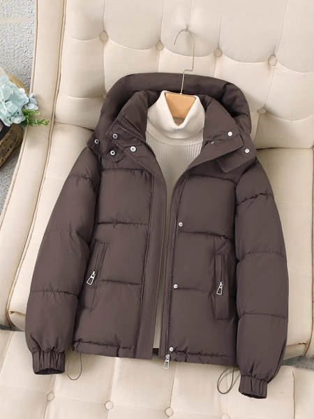 Casaco feminino de inverno com capuz