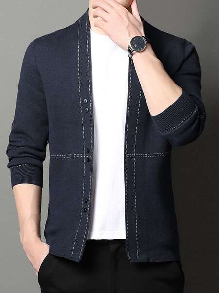 Outono Inverno Homens Longas Mãos T-Shirt T-Shirt Misturado T-Shirt T-Shirt T-Shirt Moderno Corpo V Coloque o casaco
