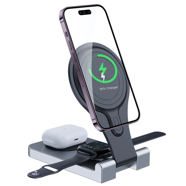 Novo carregador sem fio rápido de três em um 15W para o relógio de fone de ouvido da Apple 14
