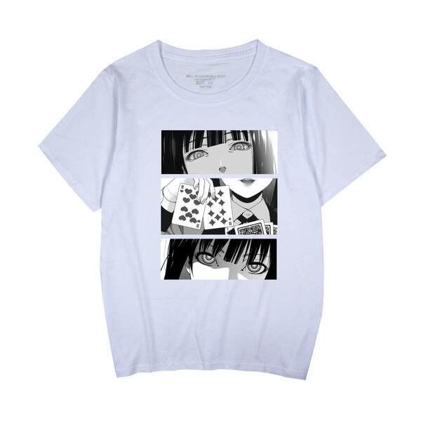 T-Shirt japonês de animação de pôquer com mangas curtas como o papel do original no verão de lazer de alta qualidade japonês