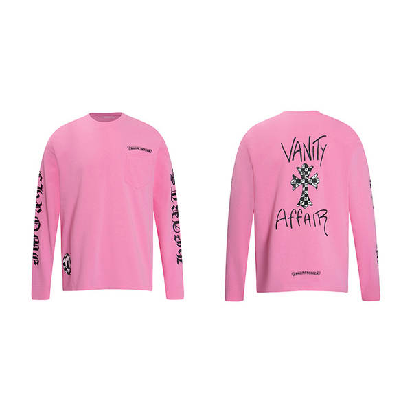 T-shirt correto cross-border Chrome Heart de alta qualidade dupla de algodão puro para homens e mulheres