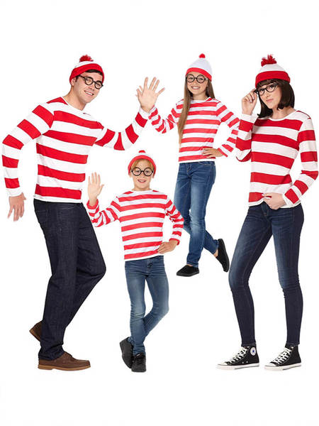 Where's Wally, onde os filhos de Wally estão vestidos com roupas cosplay