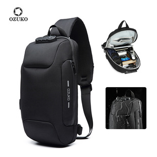 OZUKO Saco de peito masculino sensível à inclinação avançado Saco de esporte à prova d'água Multifuncional para viagens e saídas