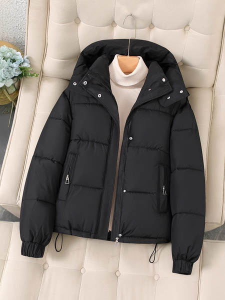Casaco feminino de inverno com capuz