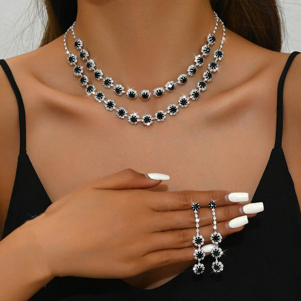 Acessórios de casamento dupla camada do colar de diamante do colar de sol de comércio estrangeiro Sete de orelhas de venda rápida