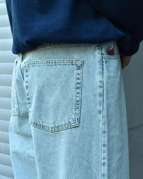 Cross-border e-commerce caricatura de rua estampado jeans azul retro calças meninos meninos grandes meninos jeans Y2K hip hop