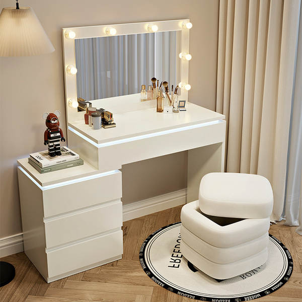 Moderna mesa de maquiagem de quarto de pequeno porte nova mesa de maquiagem de creme de vento inteligente com iluminação do armário único