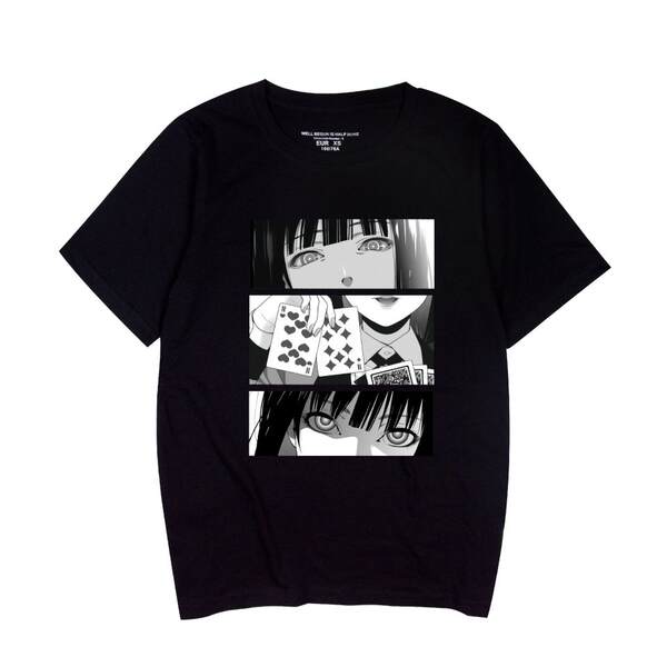 T-Shirt japonês de animação de pôquer com mangas curtas como o papel do original no verão de lazer de alta qualidade japonês