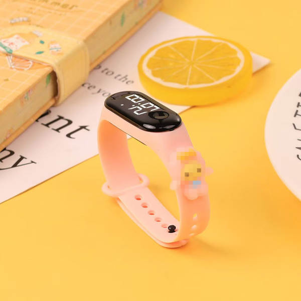 Hot-selling estudante desenho animado bonito anel de luzes brancas LED boneco relógio menino menina natação impermeável toque de relógio