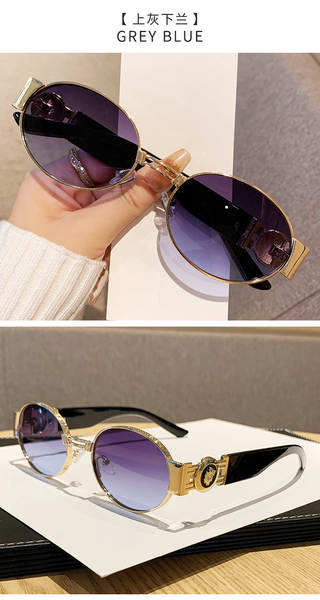 Óculos de sol ovalado fashion 2025 feminino estilo europeu americano ins xiaohongshu óculos escuros metal trendy masculino