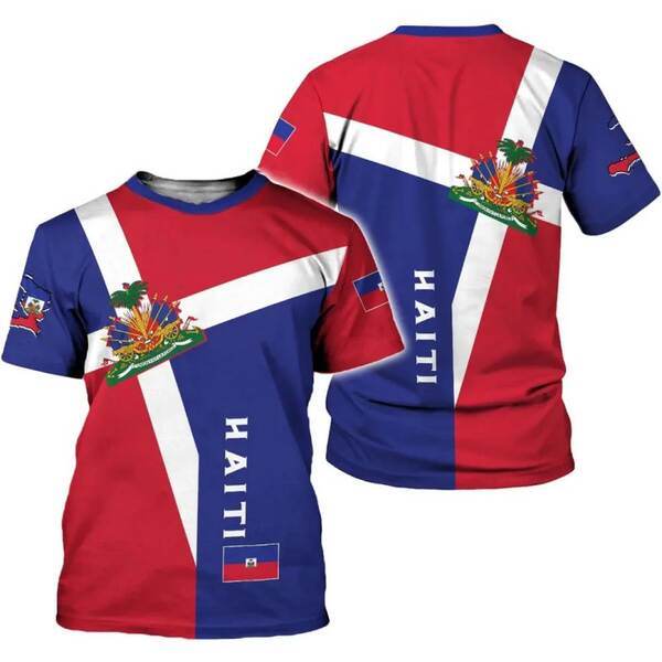 Imagens da bandeira nacional do Haiti 3 impressão digital transfronteiriça novo fabricante de roupas masculinas venda direta de mercadorias de comércio exterior