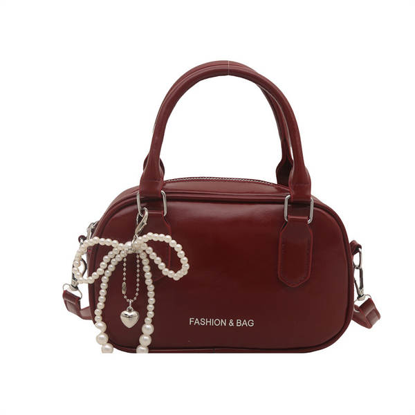 Bolsa tiracolo fashion simples quadrada 2025 verão nova coleção pérola laço borboleta ombro único transversal tendência