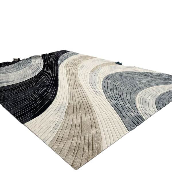 Tapete de veludo cristal minimalista para sala, tapete simples com linhas, passadeira para sofá e mesa de chá, tapete para quarto e escritório, absorvente