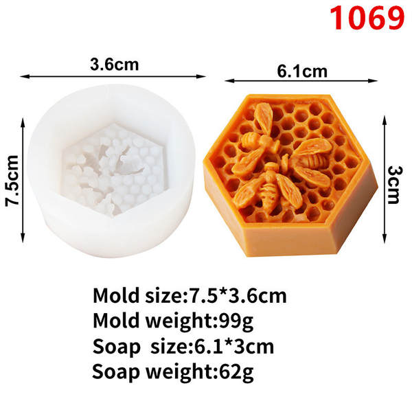 moldura de silicone de moldura de abelhas de abelhas DIY molde de sabão de óleo essencial de mão monocromático moagem de pastel de estilo médio