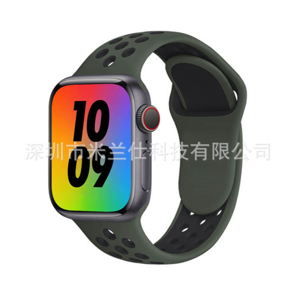 Pulseira esportiva de silicone nike dupla cor S11 compatível com apple iwatch 6 7 8 9 10 SE