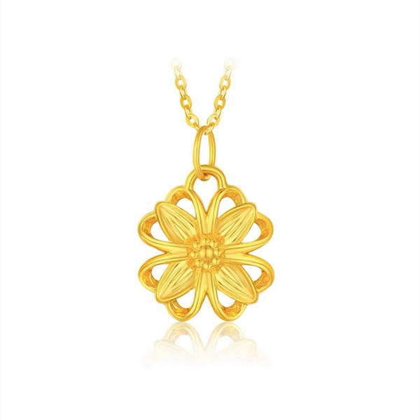 Colar de Ouro 999 com Pendente de Flor