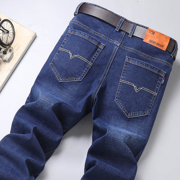 Fabricante de vendas diretas de jeans masculinos de primavera e verão de luxo boa qualidade resiliente negócios de lazer homens jeans calças longas