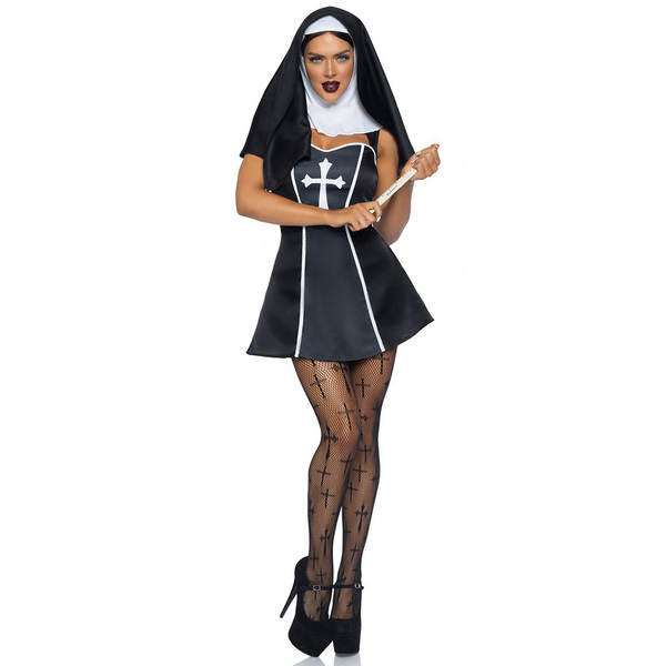 M-XL Vestido de Halloween Jogo de Papel Vestido de freira Feminino COS Jogo de Papel Uniforme de palco