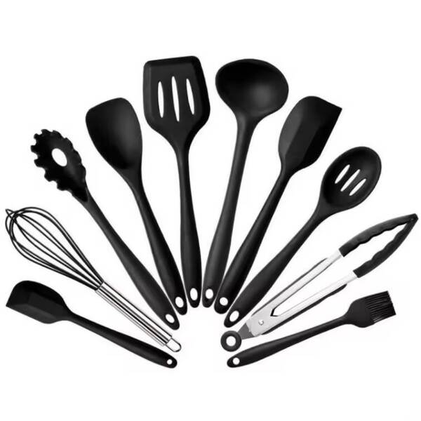 Amazon Silicone Utensílios de Cozinha 10 peças Set de Silicone Não Adesivo Caldeirão Resistente à Alta Calor Caldeirão Utensílios de Cozinha