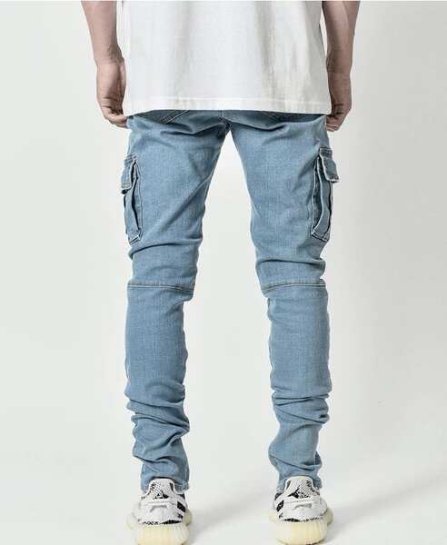 2021 Euro-American Cross-Border New Jeans Homens Piso lateral Pequenos Pés Estreitos jeans NK012