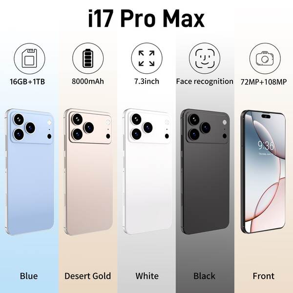 Novo celular transfronteiriço i17 Pro Max botão lateral 16+1TGB Android 14 tela 7.3 4G