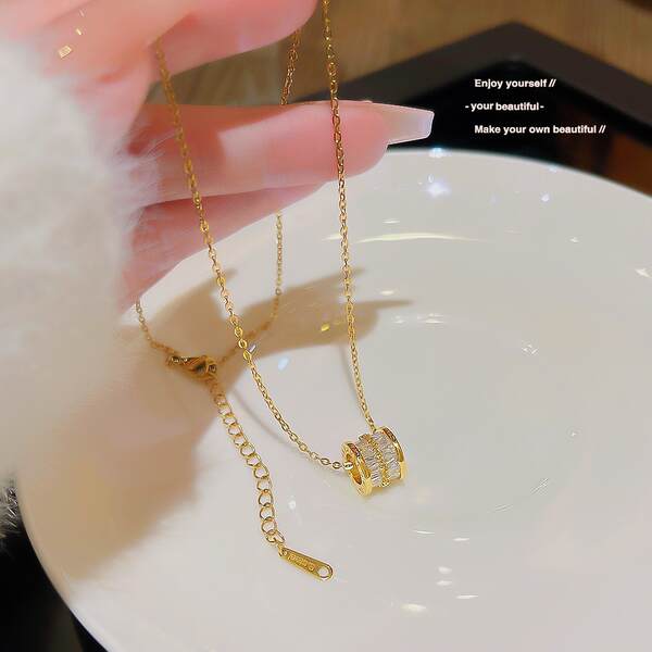 Colar feminino em titânio aço luxo não desbota versátil pendente sofisticado design exclusivo minimalista corrente clavícula acessório importação