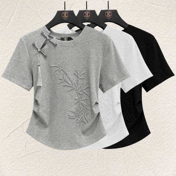 Camisa feminina de algodão com estampado