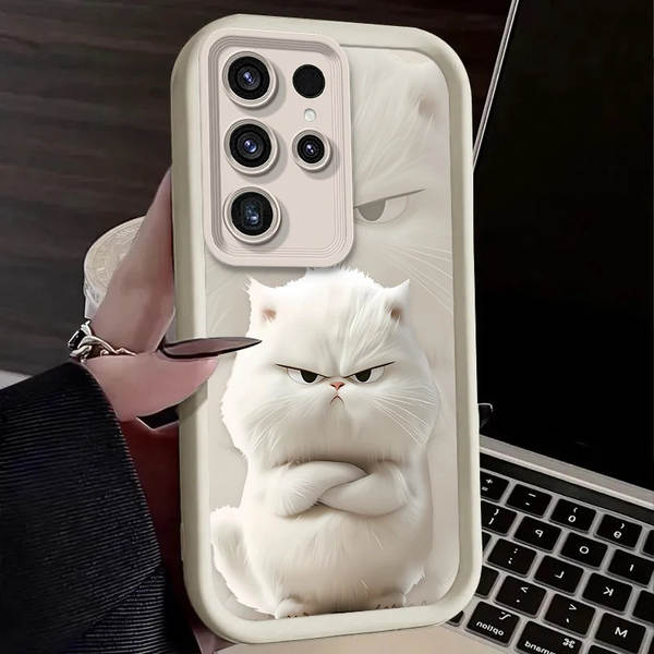 Samsung A15/A55 Super Cool Black White Cat S24 Ultra/S23FE Capa de celular S22 A24/A23