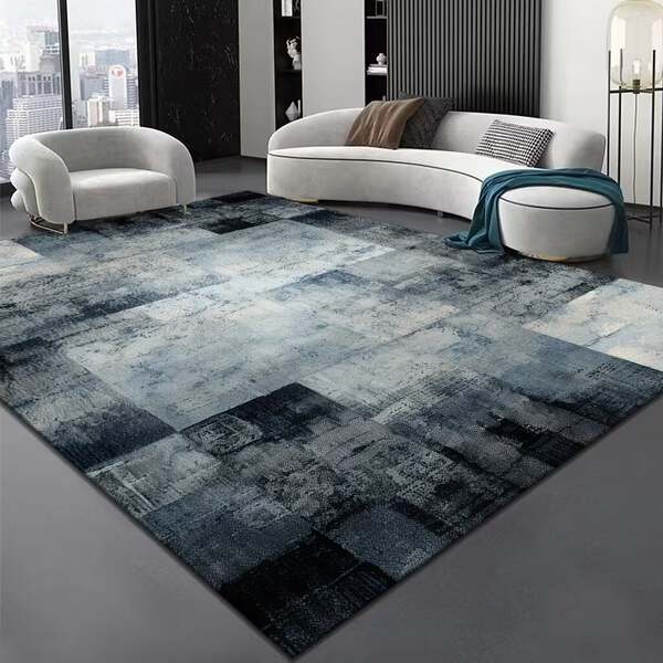 Tapete de veludo cristal minimalista para sala, tapete simples com linhas, passadeira para sofá e mesa de chá, tapete para quarto e escritório, absorvente