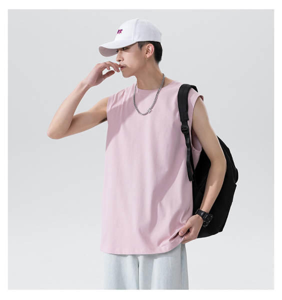 Camiseta de basquete masculina sem mangas de algodão suave tendência grande camisa de verão de 2026 nova camisa de basquete com ombros T