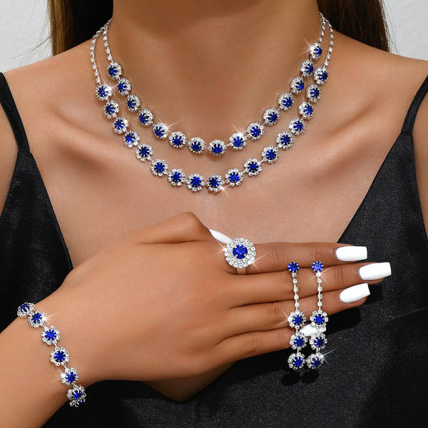 Acessórios de casamento dupla camada do colar de diamante do colar de sol de comércio estrangeiro Sete de orelhas de venda rápida