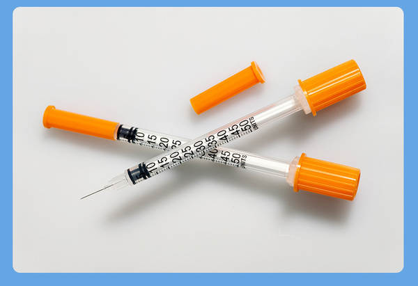 Injector de 0,5 mililitros de plástico para animais com injeção de insulina de uso único por injeção