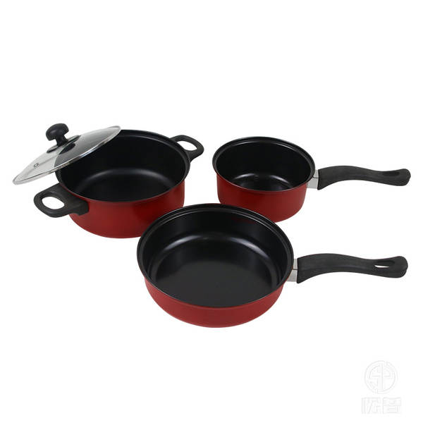 Jogo de 3 Panelas Antiaderentes Ano Novo Vermelho Panela Pedra de Trigo Panelas Coloridas